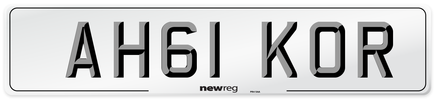 AH61 KOR Number Plate from New Reg